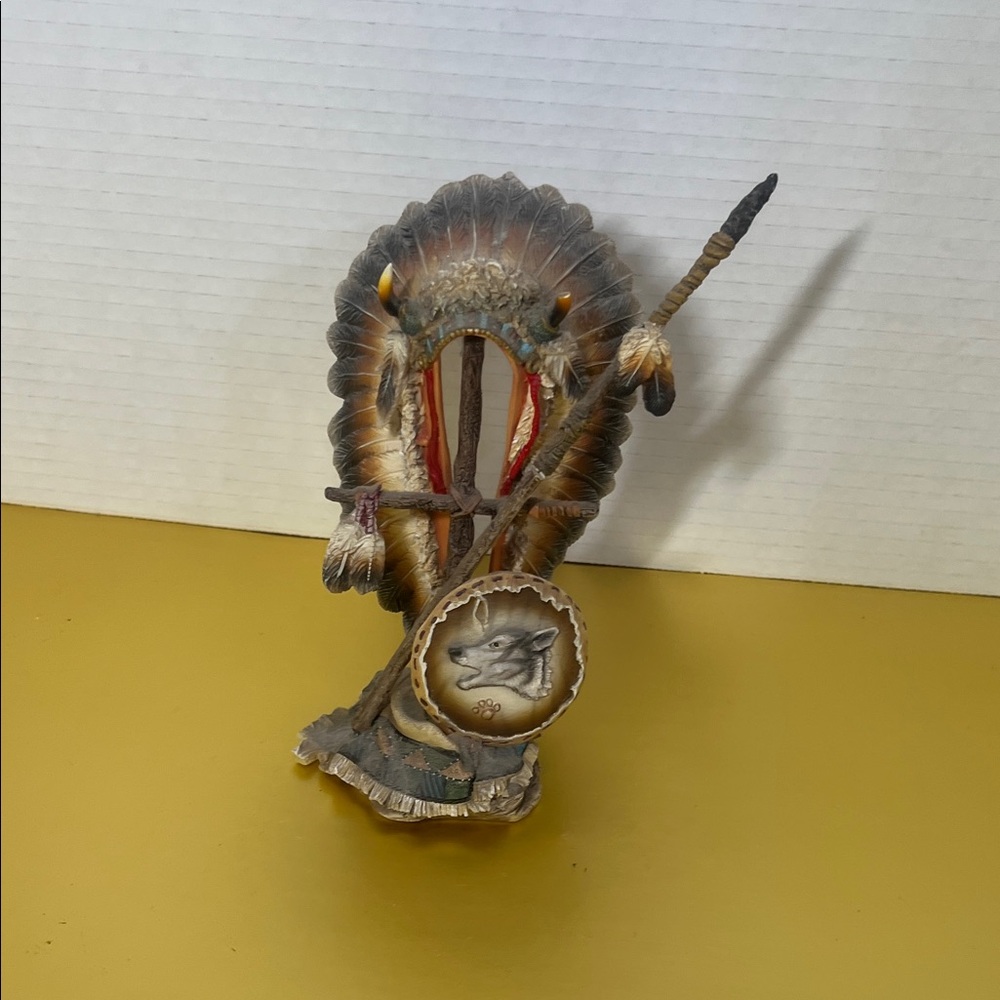 Artistic Wolf Sculpture with Brown and Tan Accents